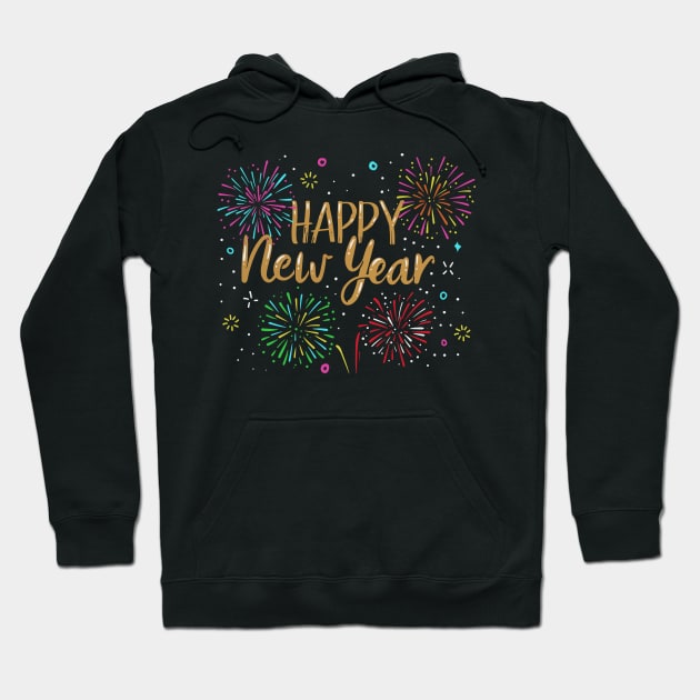 Happy New Year Holiday Fireworks Celebration Gift Hoodie by Hasibit